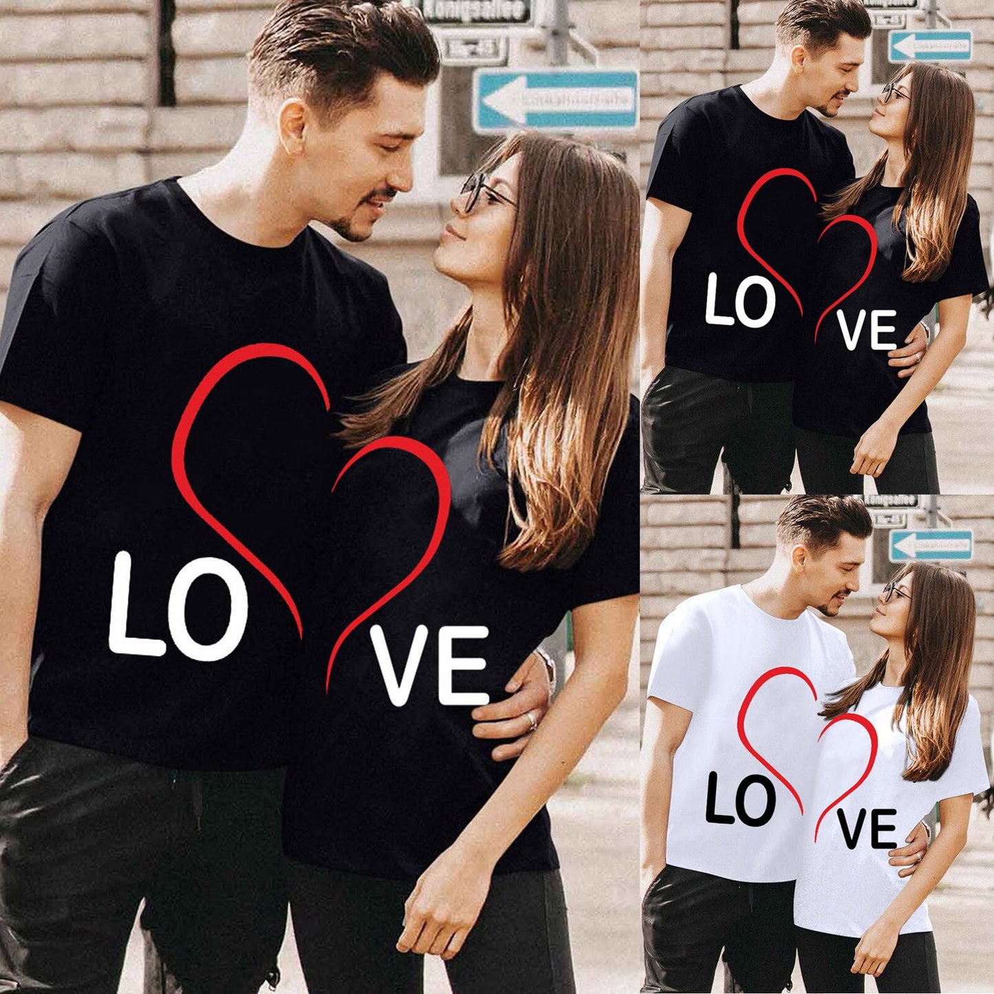 Love Heart Couple T-Shirts - Personalized Matching Lovers Clothes