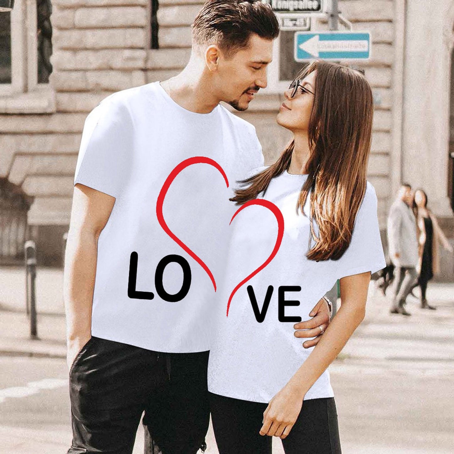 Love Heart Couple T-Shirts - Personalized Matching Lovers Clothes