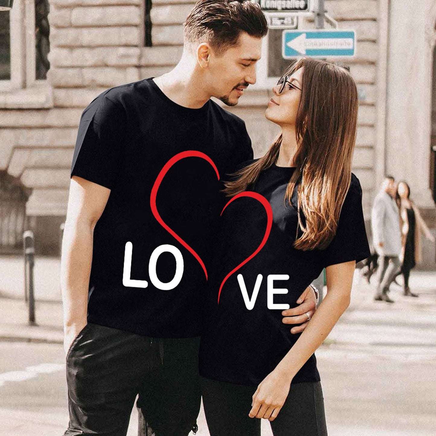 Love Heart Couple T-Shirts - Personalized Matching Lovers Clothes